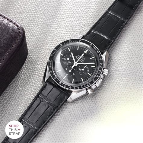 omega speedmaster black crocodile strap|Omega Speedmaster straps.